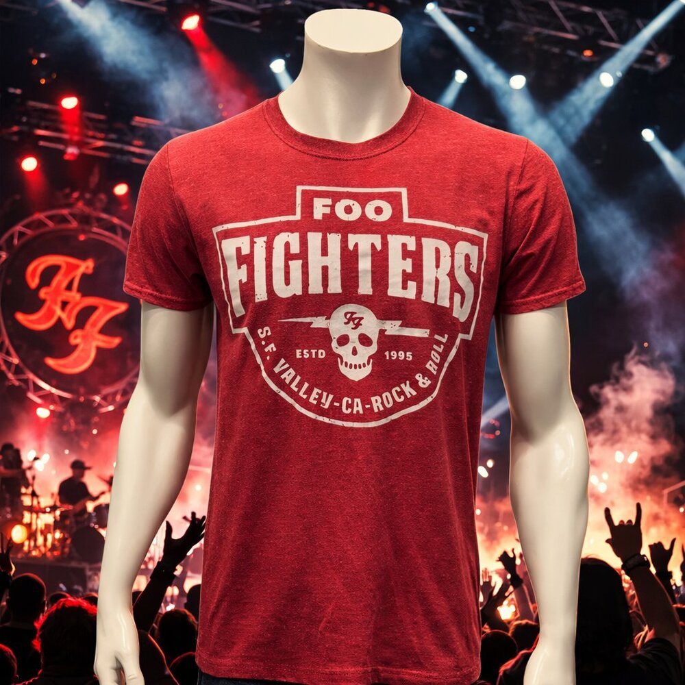 Foo Fighters S.F. Valley California Est. 1995 Skull Red Graphic T-Shirt Size MD